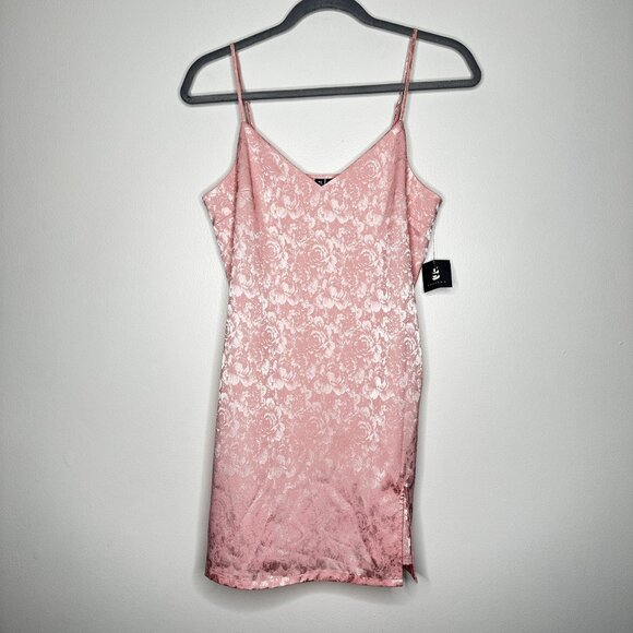 G Edition Dresses & Skirts - G Edition Jacquard Satin Slip Dress Pink Peachskin Floral Rose NWT